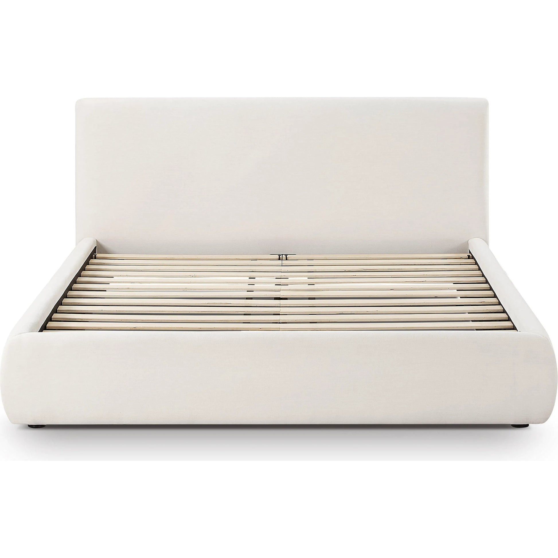 Isla Upcycled Linen Bed by TOV Furniture in cream. Made from mdf, recycled fabric in a unique style.