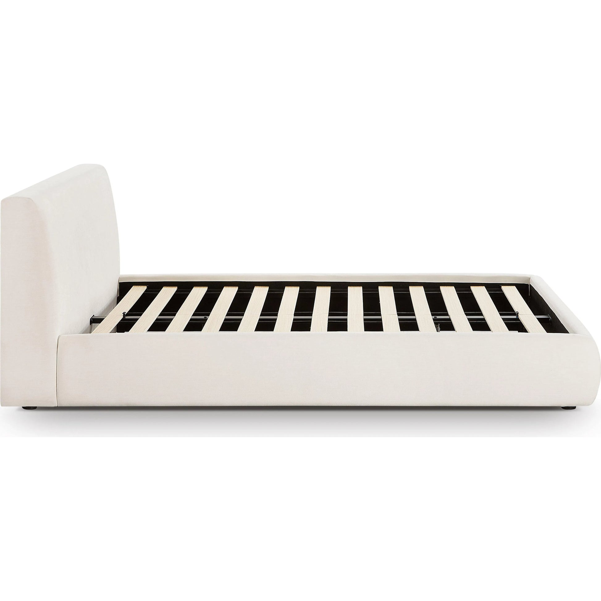 Isla Upcycled Linen Bed by TOV Furniture in cream. Made from mdf, recycled fabric in a unique style.