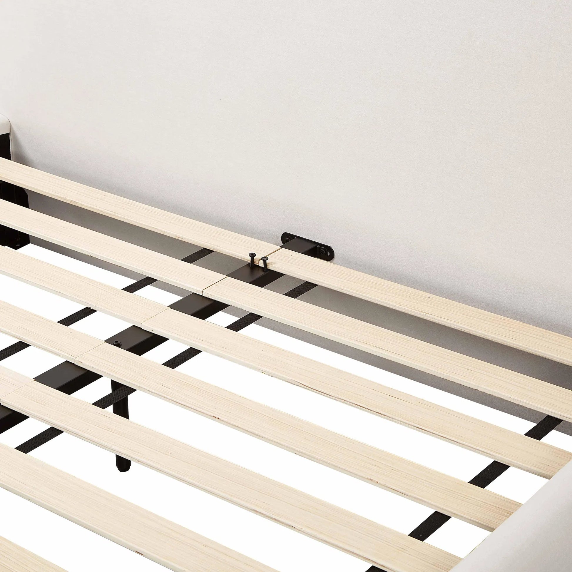 Isla Upcycled Linen Bed by TOV Furniture in cream. Made from mdf, recycled fabric in a unique style.