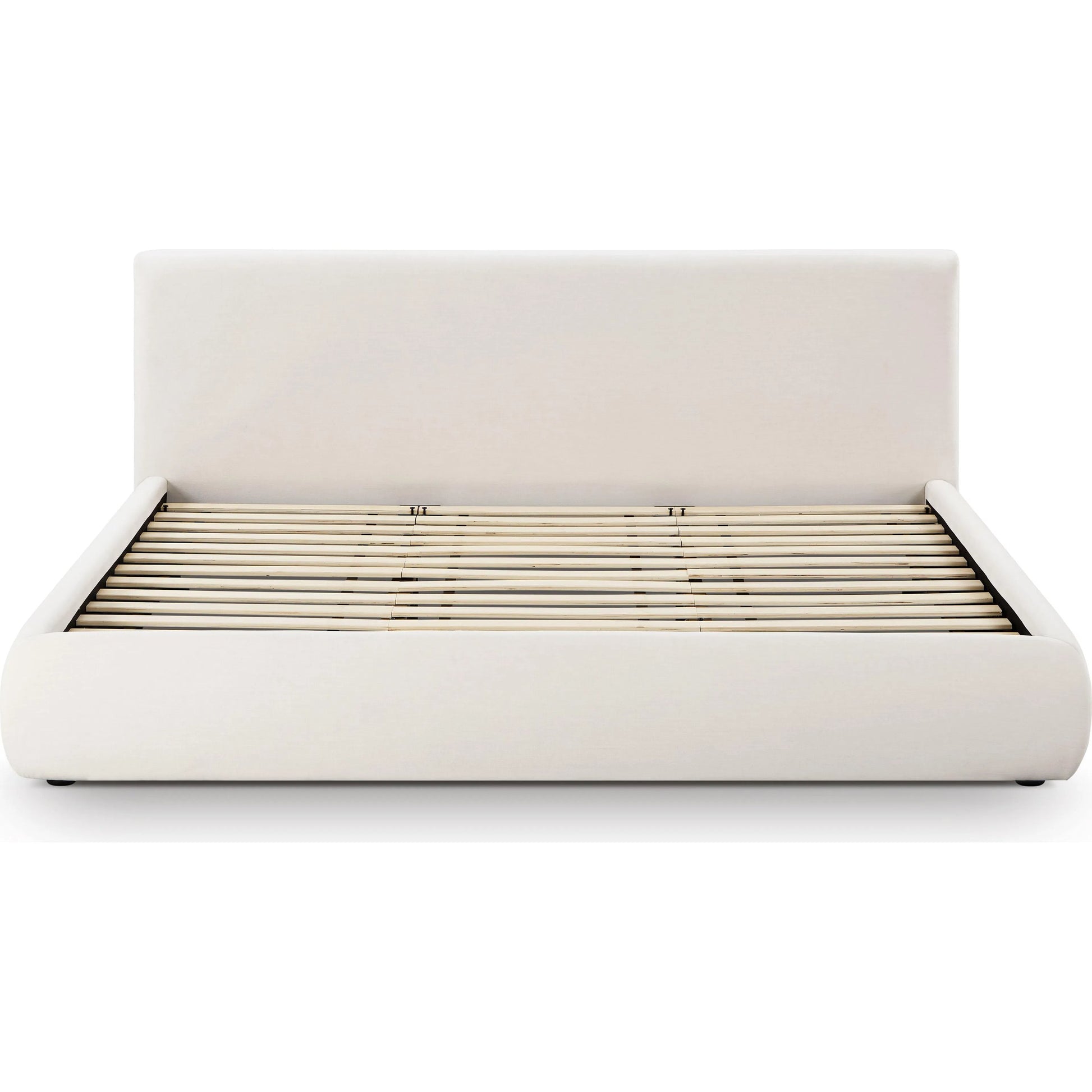 Isla Upcycled Linen Bed by TOV Furniture in cream. Made from mdf, recycled fabric in a unique style.