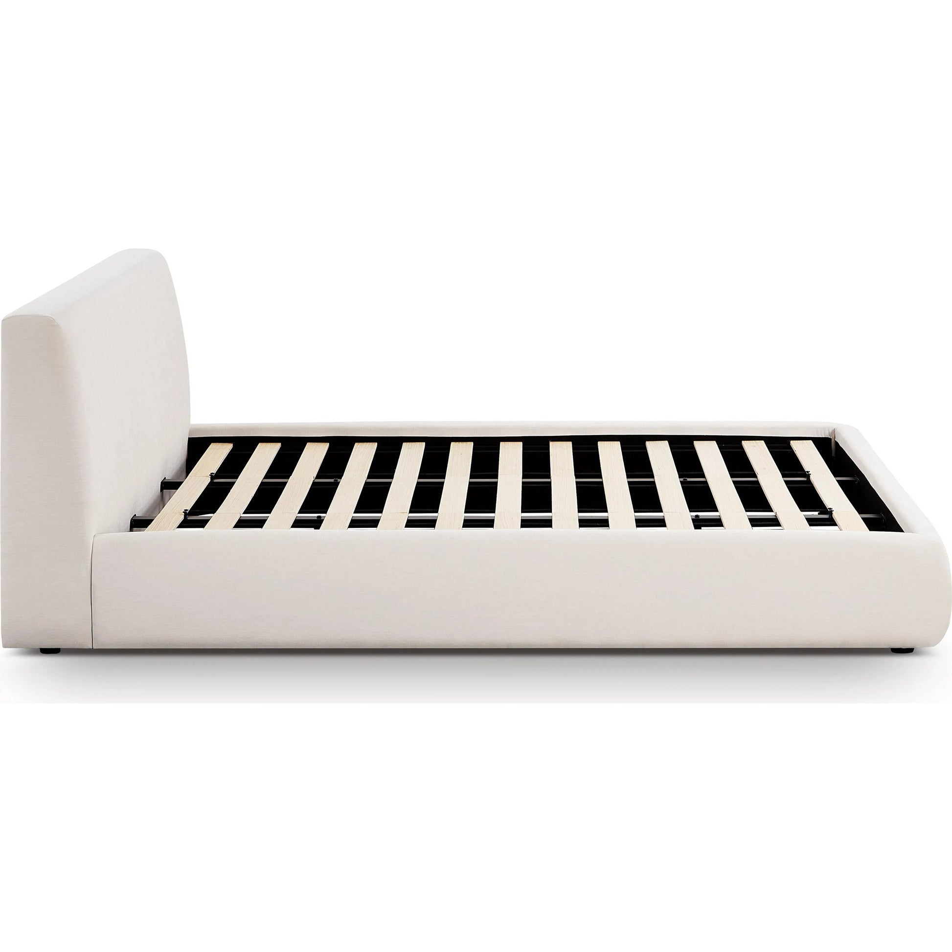 Isla Upcycled Linen Bed by TOV Furniture in cream. Made from mdf, recycled fabric in a unique style.