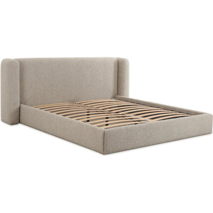Babette Boucle Bed by TOV Furniture in tan. Made from boucle, plywood, wood in a transitional style.