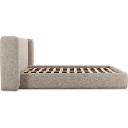 Babette Boucle Bed by TOV Furniture in tan. Made from boucle, plywood, wood in a transitional style.