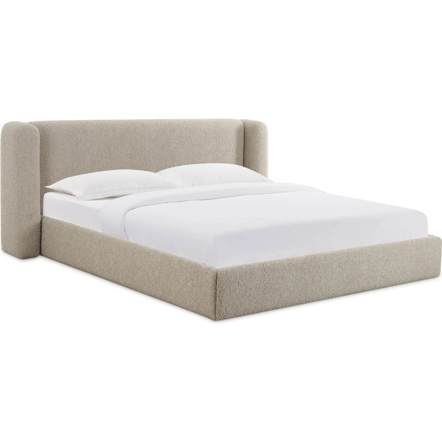 009 SI-2320821 | Primary Silo | Babette Boucle Bed by TOV Furniture in tan. Made from boucle, plywood, wood in a transitional style.