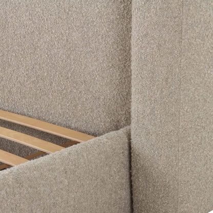 Babette Boucle Bed by TOV Furniture in tan. Made from boucle, plywood, wood in a transitional style.