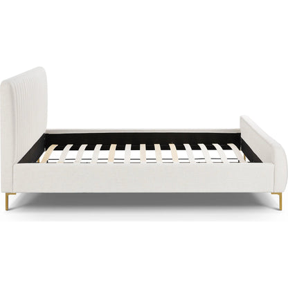 Angela Upcycled Linen Bed by TOV Furniture. Made from mdf, recycled fabric, stainless steel in a transitional style.