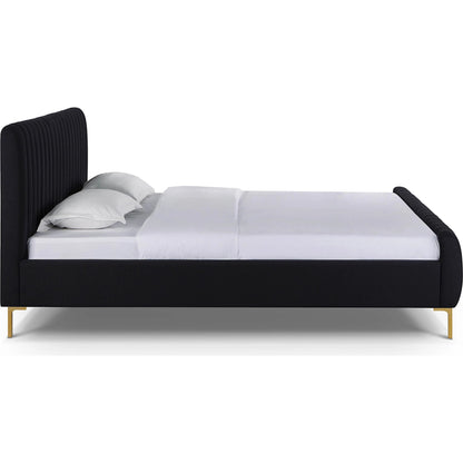 Angela Upcycled Linen Bed by TOV Furniture. Made from mdf, recycled fabric, stainless steel in a transitional style.