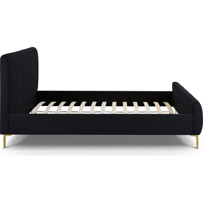 Angela Upcycled Linen Bed by TOV Furniture. Made from mdf, recycled fabric, stainless steel in a transitional style.