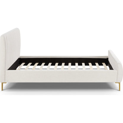 Angela Upcycled Linen Bed by TOV Furniture. Made from mdf, recycled fabric, stainless steel in a transitional style.