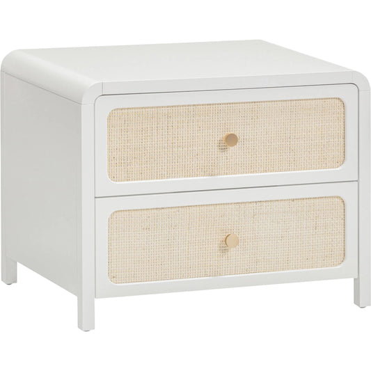Patty Rattan 2 Drawer Nightstand by TOV Furniture. Made from mdf, rattan, wood in a unique style.