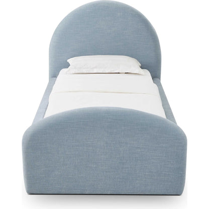 Moon Chambray Chenille Bed by TOV Furniture in blue. Made from chenille, mdf in a unique style.