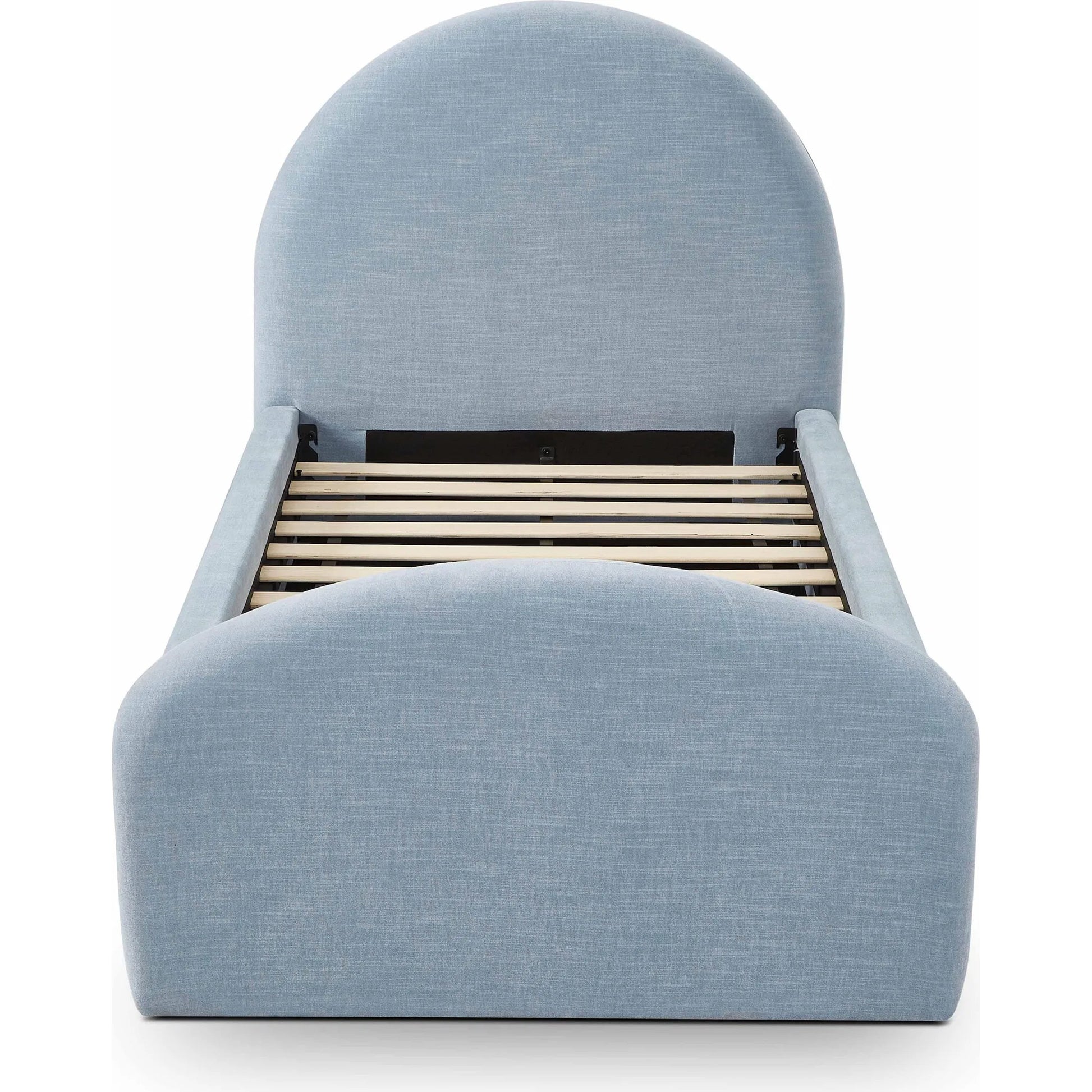 Moon Chambray Chenille Bed by TOV Furniture in blue. Made from chenille, mdf in a unique style.