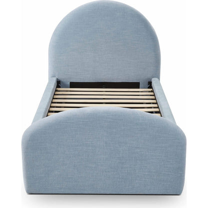 Moon Chambray Chenille Bed by TOV Furniture in blue. Made from chenille, mdf in a unique style.