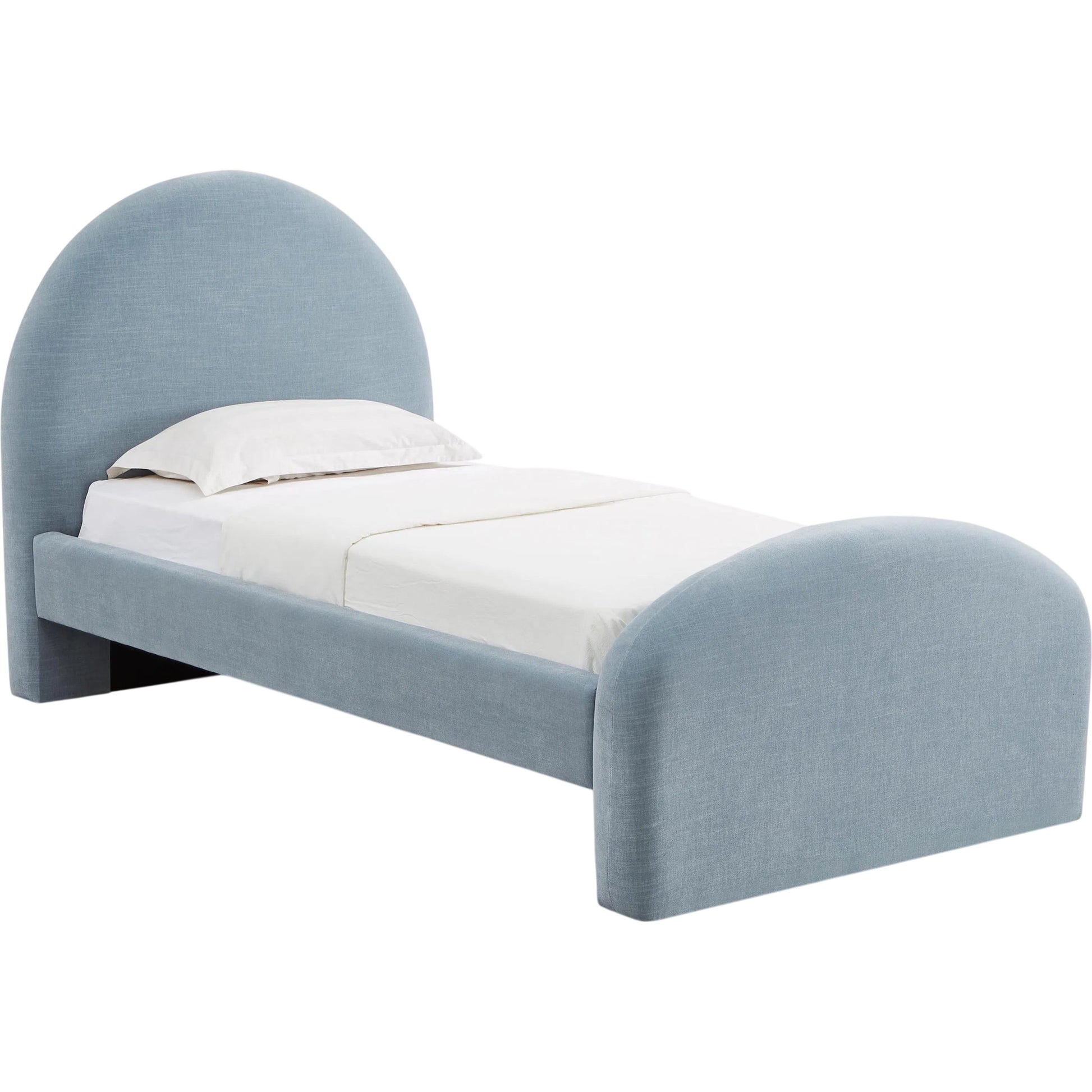 Moon Chambray Chenille Bed by TOV Furniture in blue. Made from chenille, mdf in a unique style.