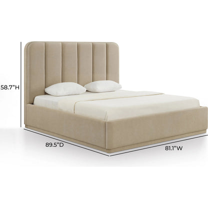 Parker Bed by TOV Furniture. Made from chenille, mdf in a unique style.