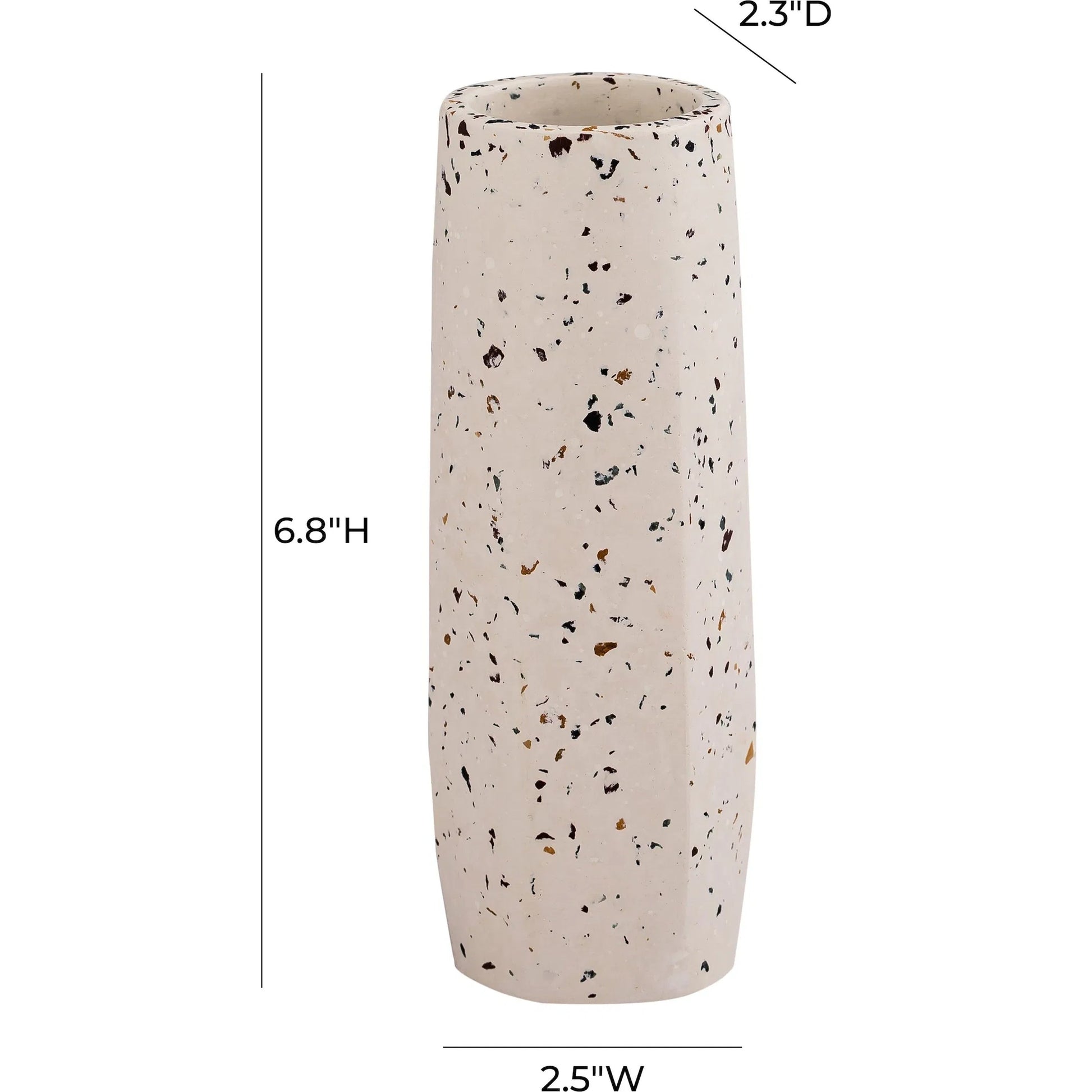 Terrazzo Vase by TOV Furniture in white. Made from concrete in a traditional style.