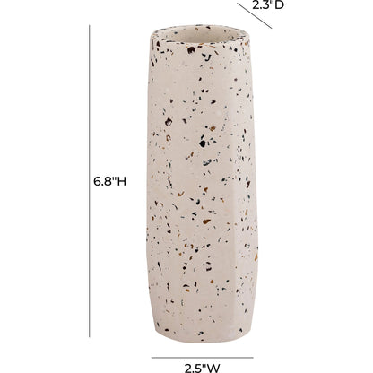 Terrazzo Vase by TOV Furniture in white. Made from concrete in a traditional style.
