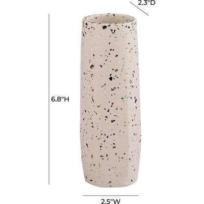 Terrazzo Vase by TOV Furniture in white. Made from concrete in a traditional style.