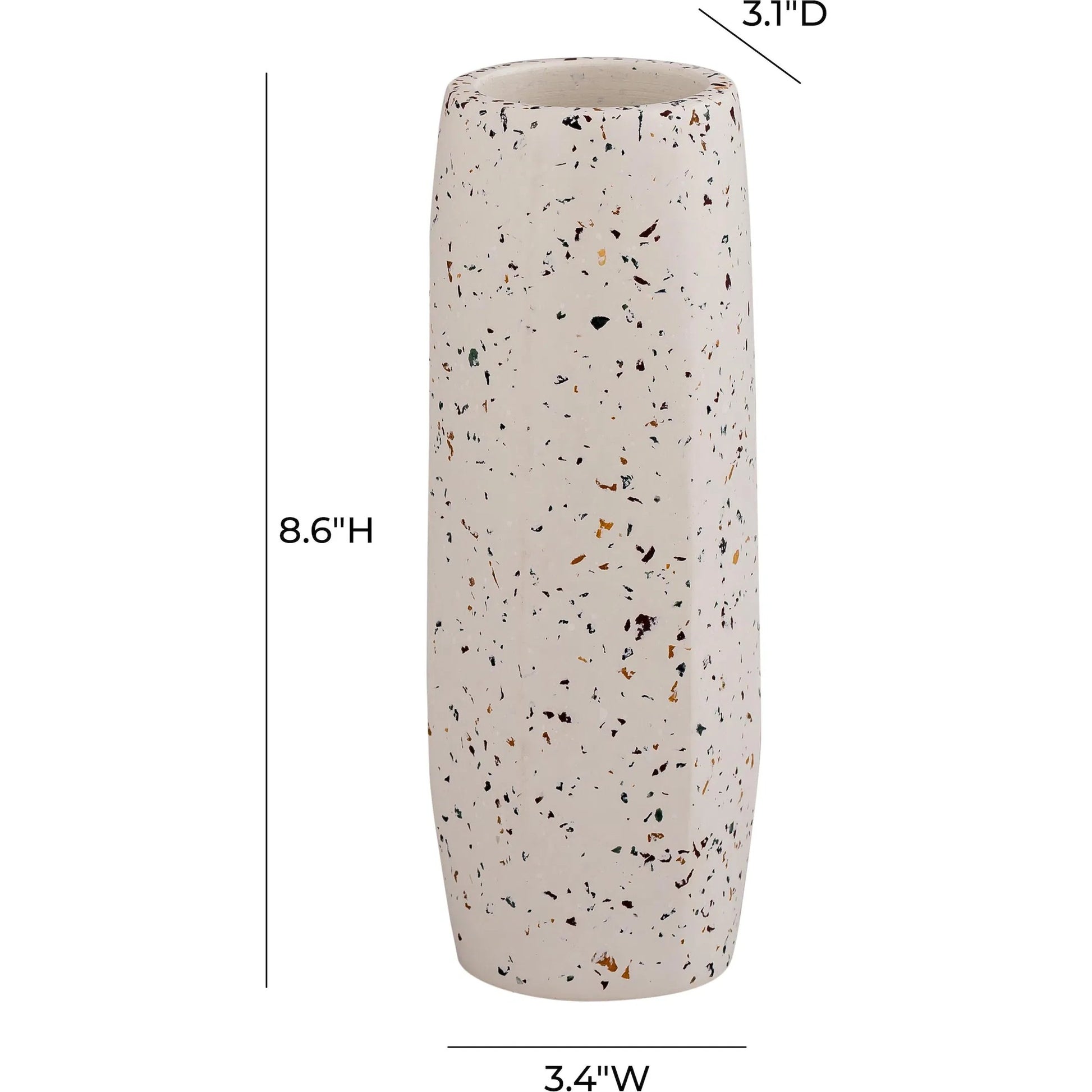 Terrazzo Vase by TOV Furniture in white. Made from concrete in a traditional style.