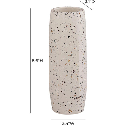 Terrazzo Vase by TOV Furniture in white. Made from concrete in a traditional style.