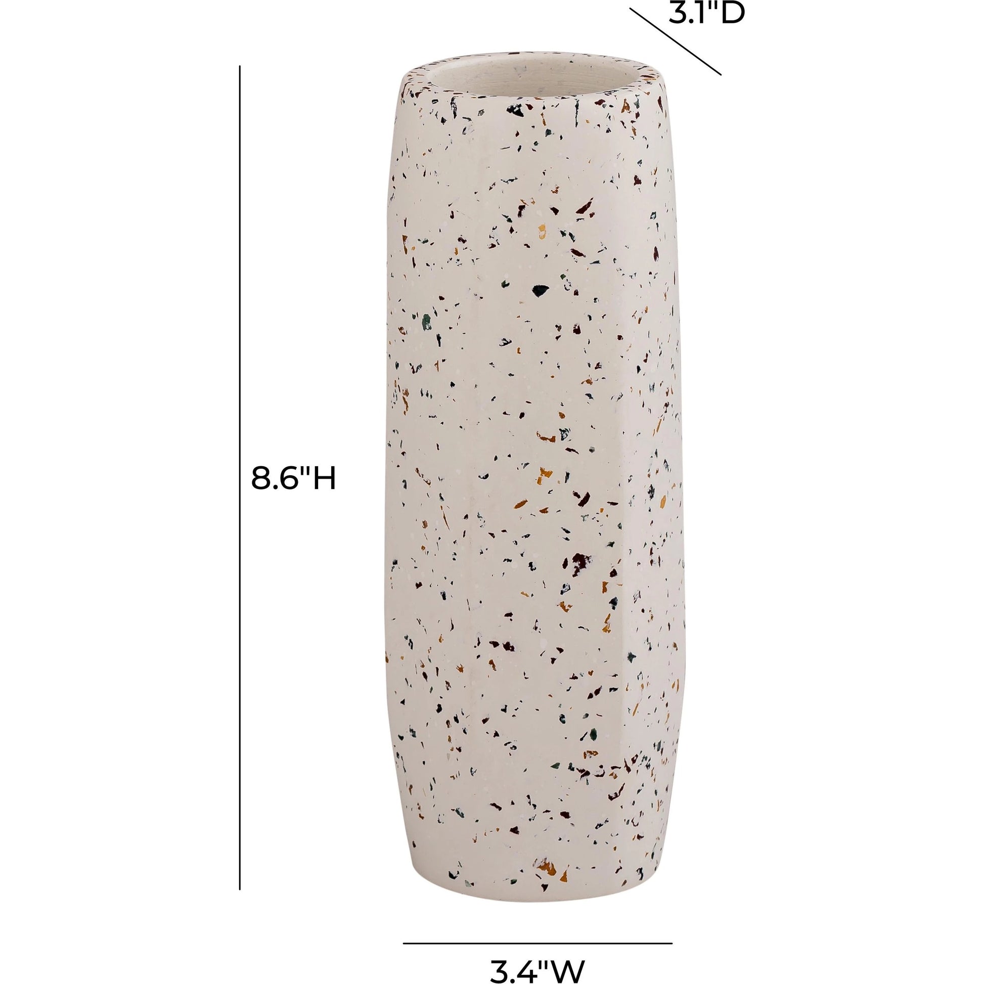Terrazzo Vase by TOV Furniture in white. Made from concrete in a traditional style.