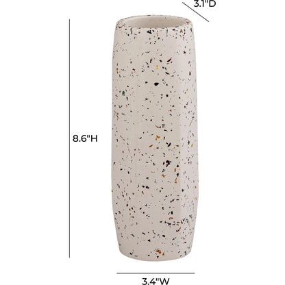 Terrazzo Vase by TOV Furniture in white. Made from concrete in a traditional style.
