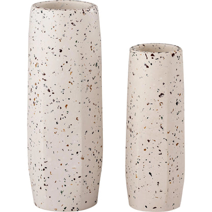 Terrazzo Vase by TOV Furniture in white. Made from concrete in a traditional style.