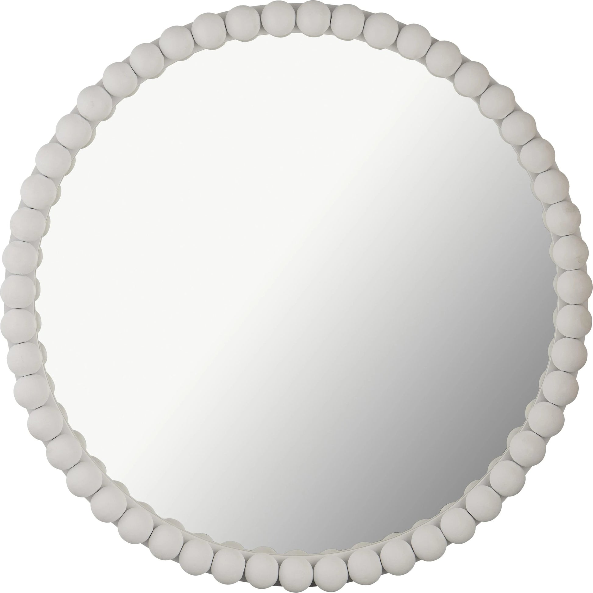 Baria Wooden Round Wall Mirror by TOV Furniture. Made from wood. glass, iron in a transitional style.