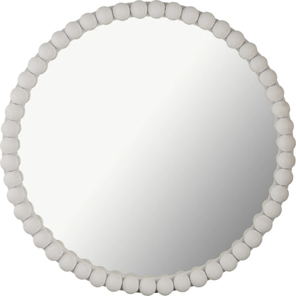 Baria Wooden Round Wall Mirror by TOV Furniture. Made from wood. glass, iron in a transitional style.