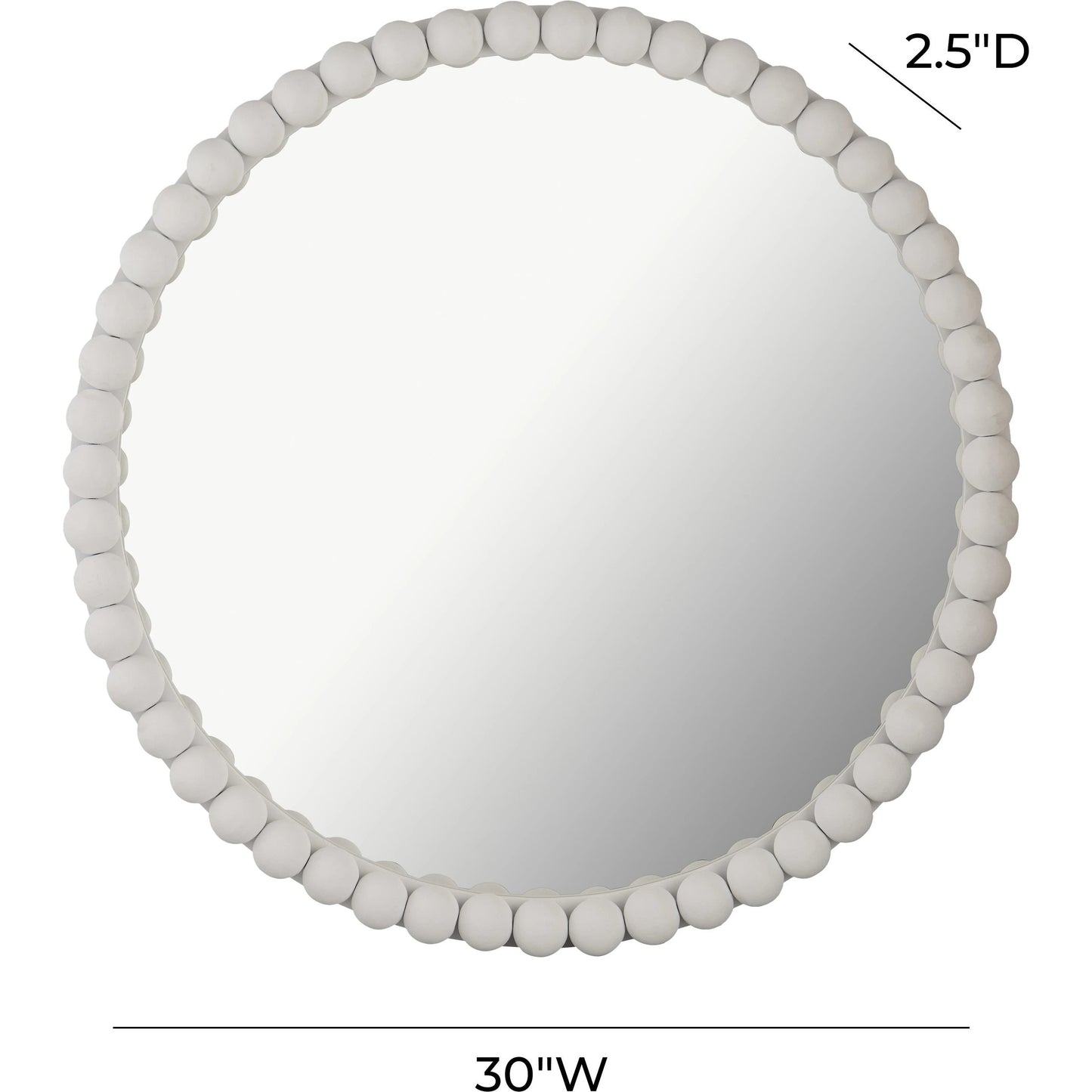 008 SI-1787080 | Additional Silo | Baria Wooden Round Wall Mirror by TOV Furniture in white. Made from wood. glass, iron in a transitional style.