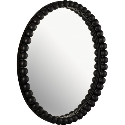 Baria Wooden Round Wall Mirror by TOV Furniture. Made from wood. glass, iron in a transitional style.