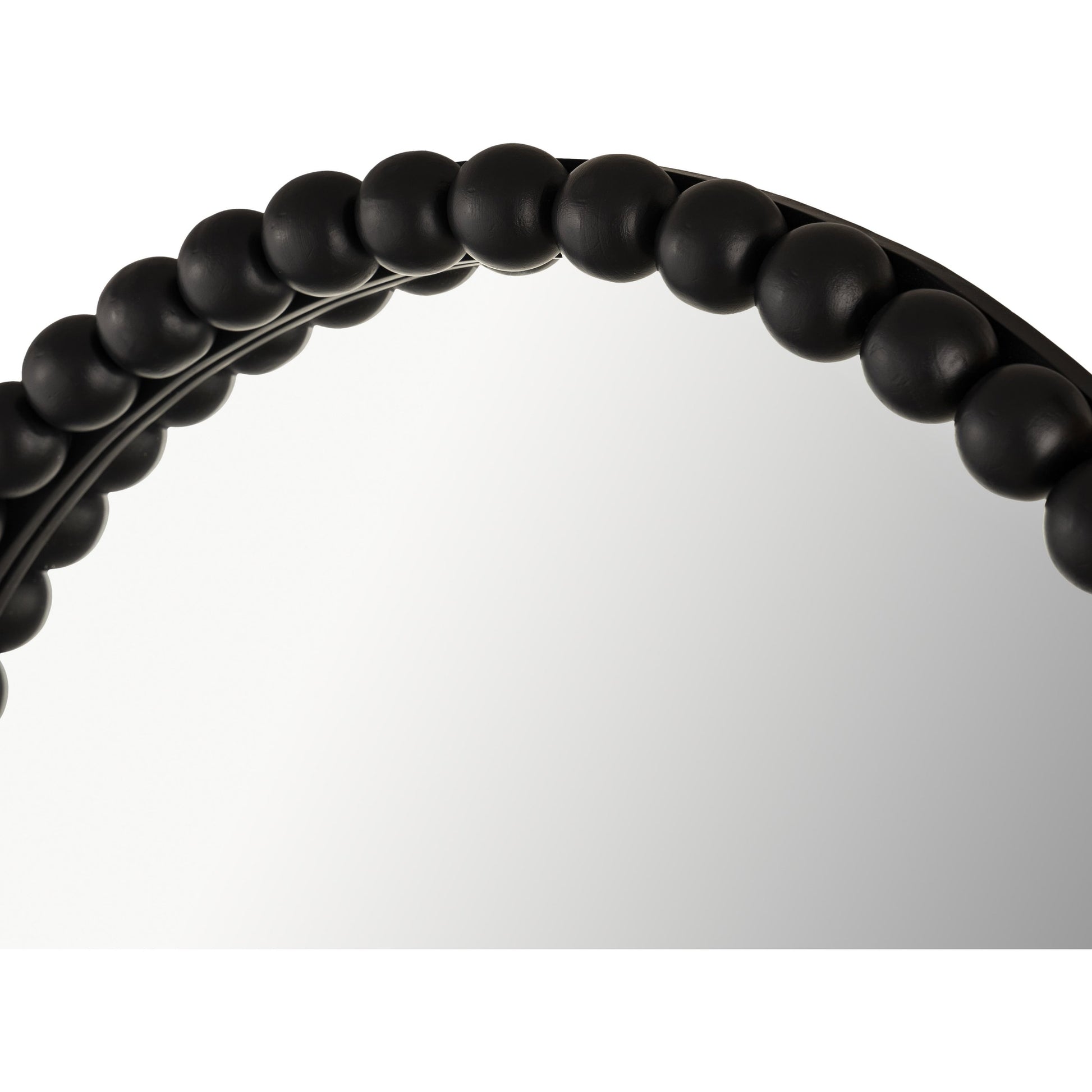 Baria Wooden Round Wall Mirror by TOV Furniture in white. Made from wood. glass, iron in a transitional style.