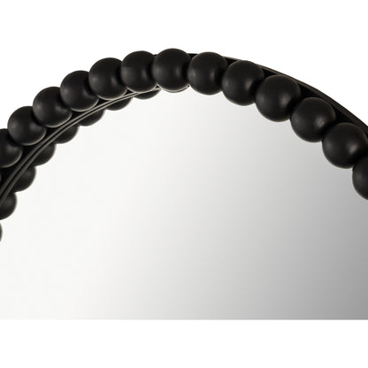 Baria Wooden Round Wall Mirror by TOV Furniture in white. Made from wood. glass, iron in a transitional style.