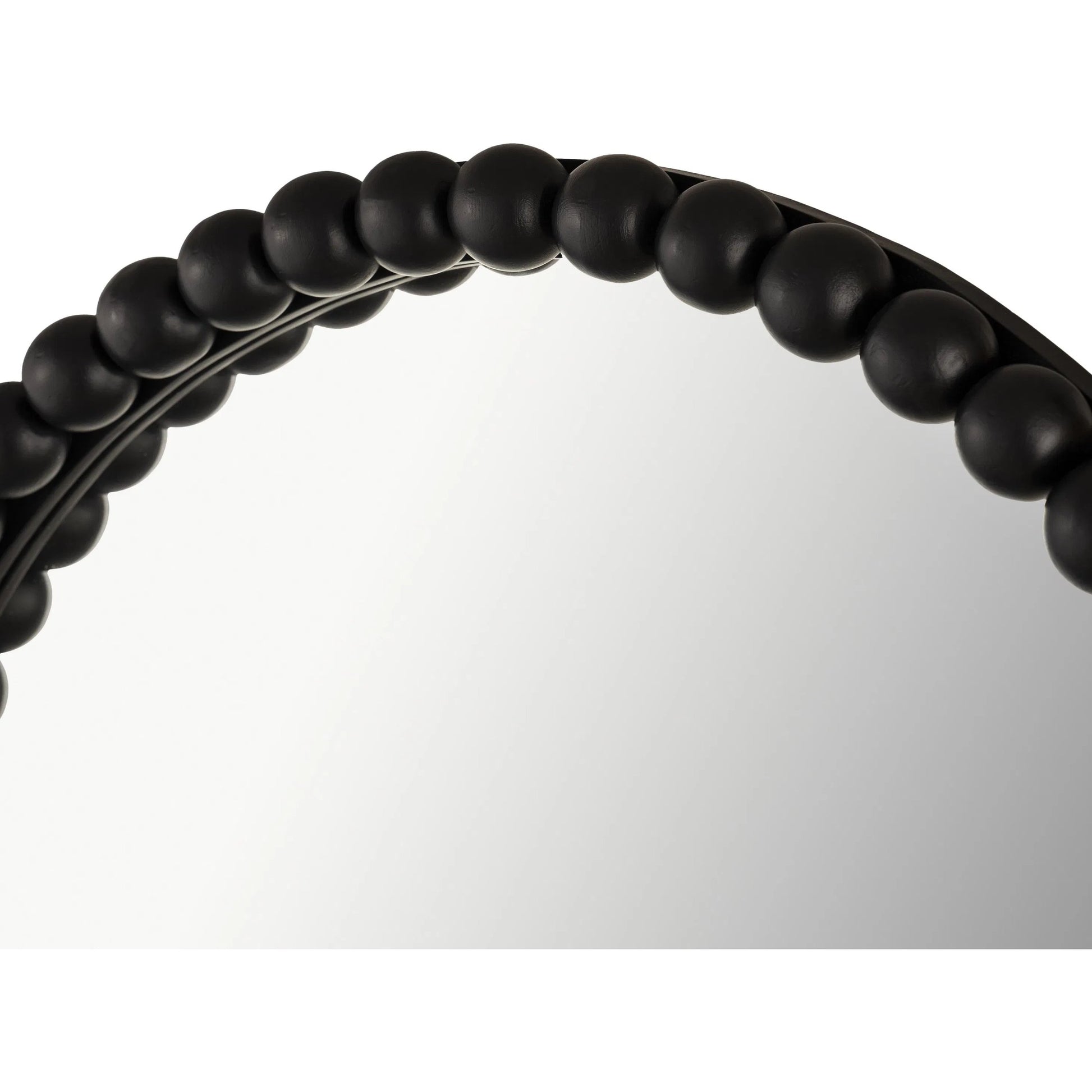 Baria Wooden Round Wall Mirror by TOV Furniture in white. Made from wood. glass, iron in a transitional style.