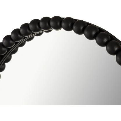 Baria Wooden Round Wall Mirror by TOV Furniture in white. Made from wood. glass, iron in a transitional style.