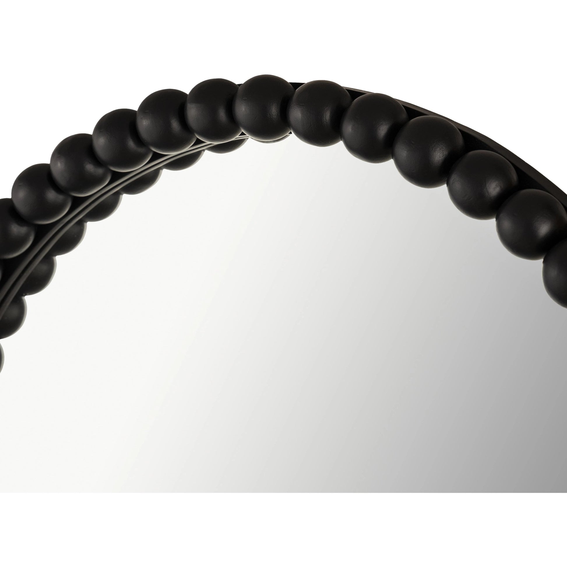 Baria Wooden Round Wall Mirror by TOV Furniture in white. Made from wood. glass, iron in a transitional style.