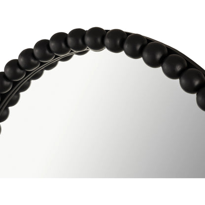 Baria Wooden Round Wall Mirror by TOV Furniture in white. Made from wood. glass, iron in a transitional style.