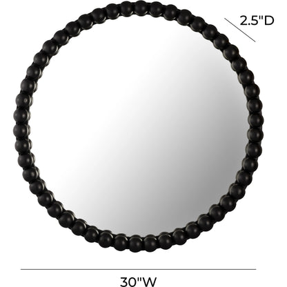 Baria Wooden Round Wall Mirror by TOV Furniture in white. Made from wood. glass, iron in a transitional style.