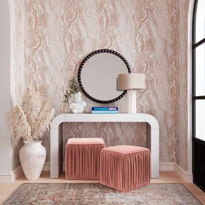 Baria Wooden Round Wall Mirror by TOV Furniture. Made from wood. glass, iron in a transitional style.