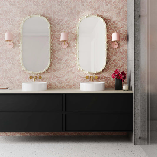 Bubbles Oval Wall Mirror by TOV Furniture in ivory. Made from glass, iron, mdf in a modern style.