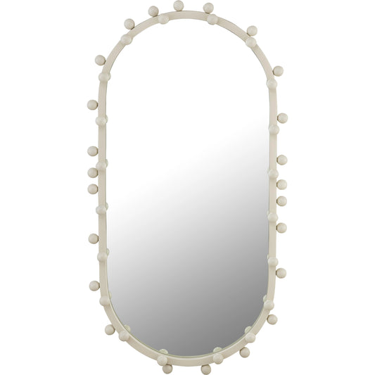 Bubbles Oval Wall Mirror by TOV Furniture in ivory. Made from glass, iron, mdf in a modern style.