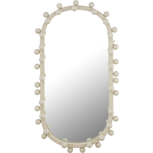 Bubbles Oval Wall Mirror by TOV Furniture in ivory. Made from glass, iron, mdf in a modern style.