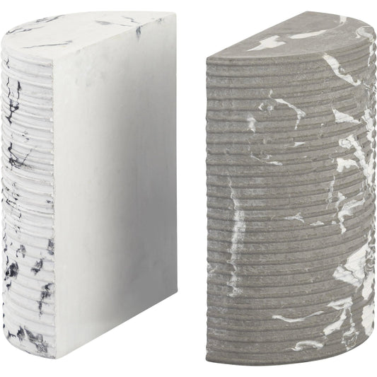 Terra Concrete Bookends by TOV Furniture in grey marble, white marble. Made from concrete in a modern style.
