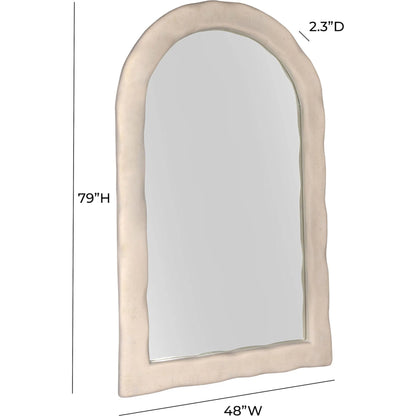 Kaia Textured Floor Mirror by TOV Furniture in cream. Made from frp, glass, mdf in a modern style.