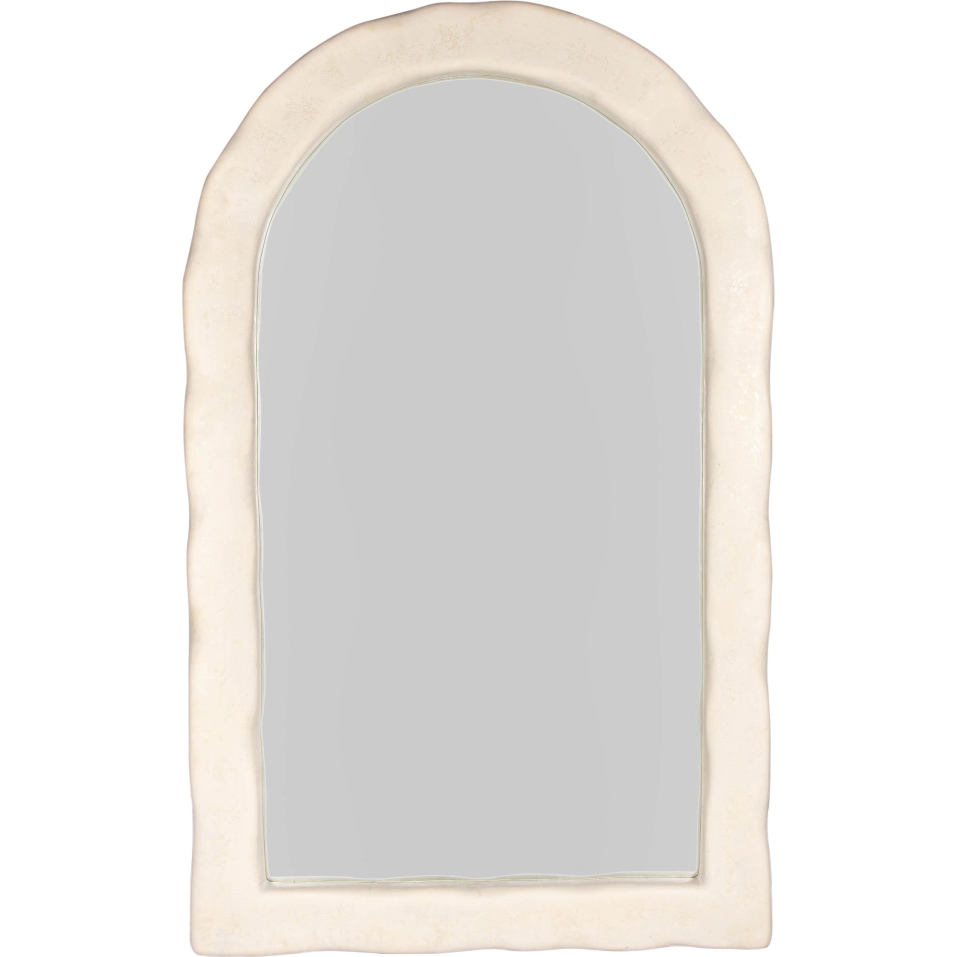 Kaia Textured Floor Mirror by TOV Furniture in cream. Made from frp, glass, mdf in a modern style.