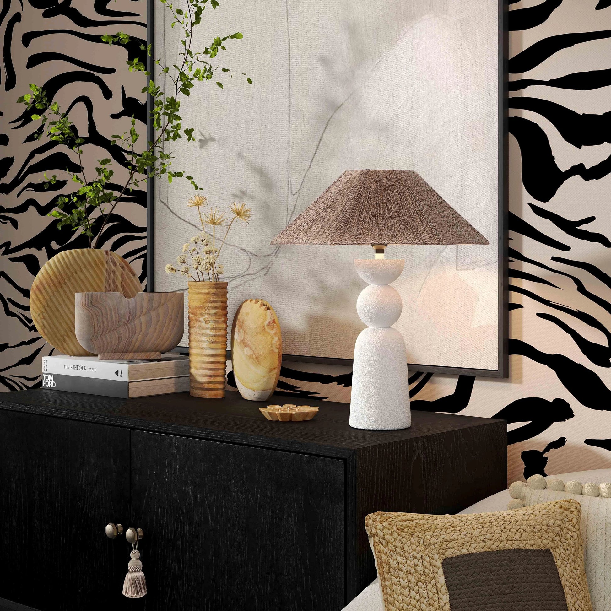 Saava Rainbow Stone Vase by TOV Furniture in natural. Made from stone in a modern style.