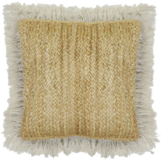 Emerge Square Accent Pillow by TOV Furniture in natural. Made from acrylic, cotton, jute, nylon in a cottage & farmhouse style.