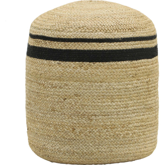 Emerge Round Pouf by TOV Furniture in black, natural. Made from acrylic, cotton, jute, nylon in a cottage & farmhouse style.