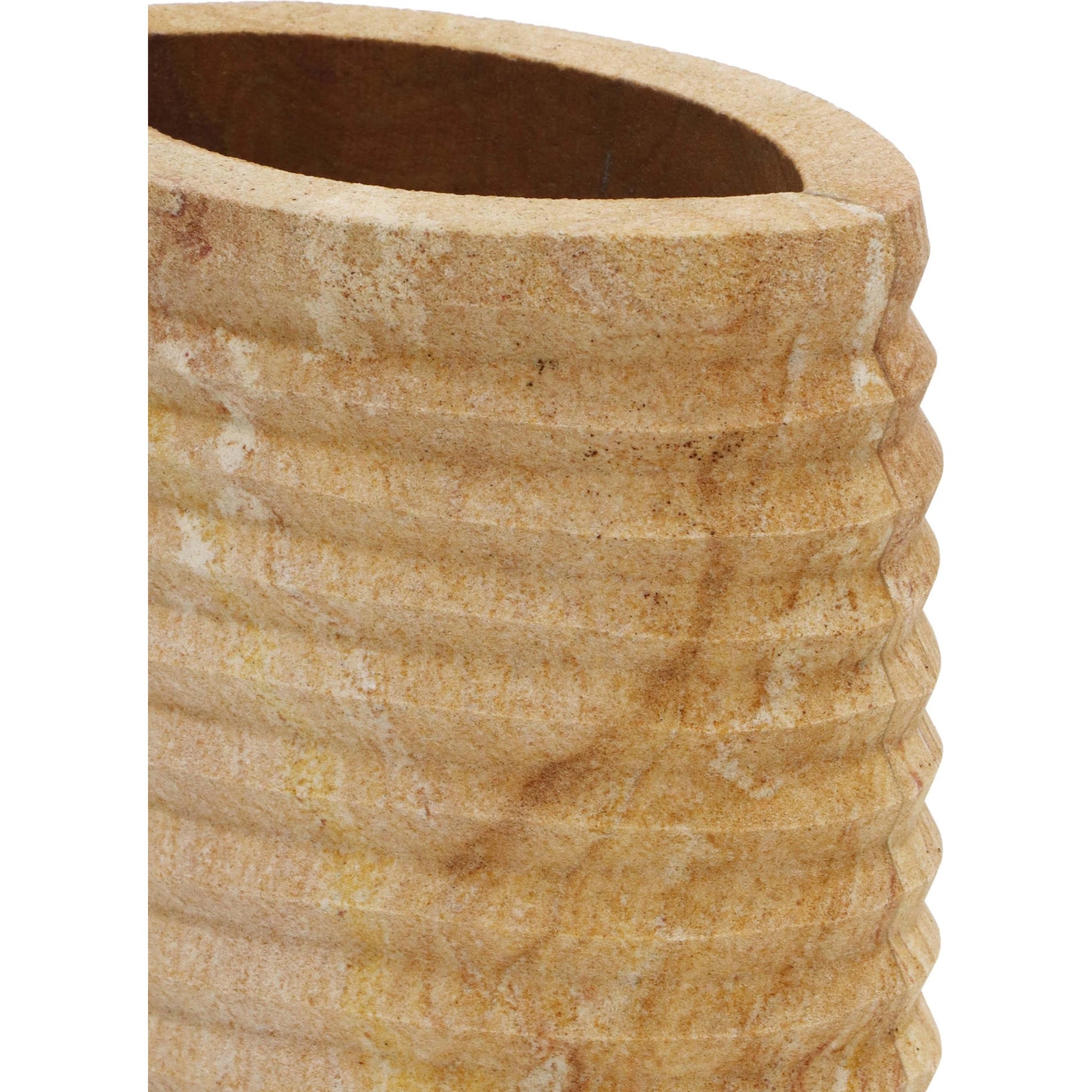 Saava Ribbed Stone Vase by TOV Furniture in natural. Made from stone in a cottage & farmhouse style.