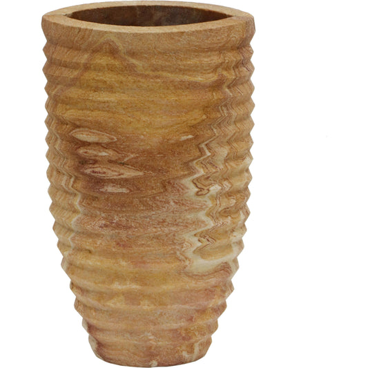 Saava Ribbed Stone Vase by TOV Furniture in natural. Made from stone in a cottage & farmhouse style.